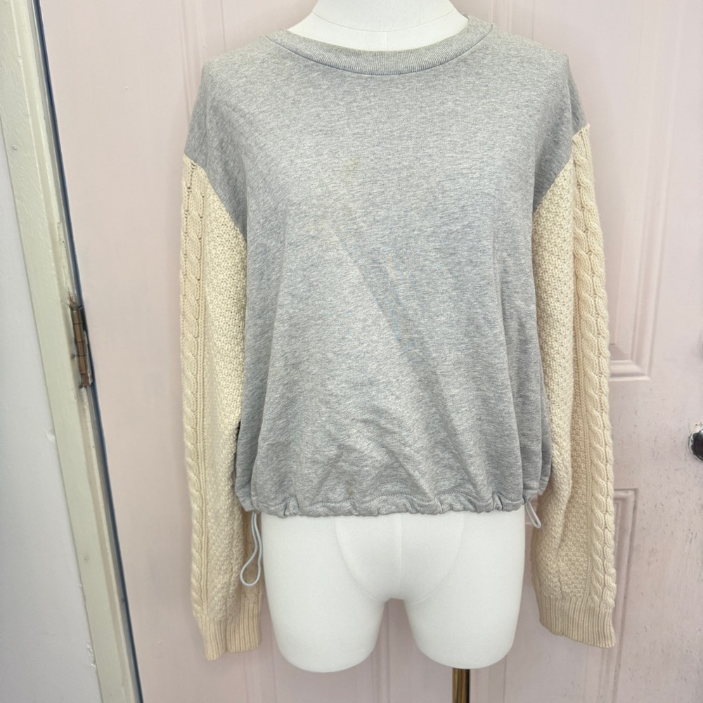 3.1 Phillip Lim Gray and Cream Crew Neck Sweater